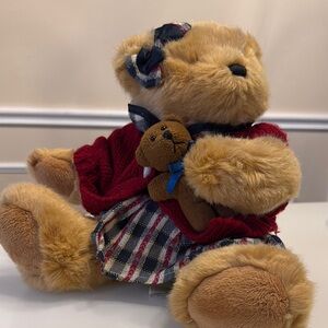 Plush Teddy Bear with Red Sweater and Bow